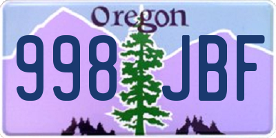 OR license plate 998JBF