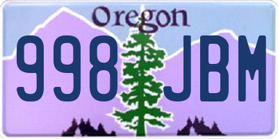 OR license plate 998JBM