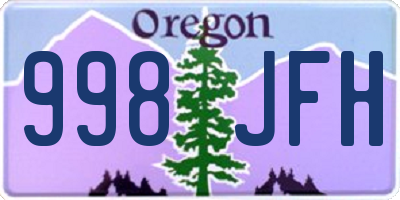 OR license plate 998JFH