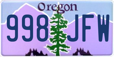 OR license plate 998JFW