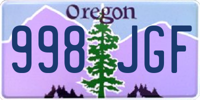 OR license plate 998JGF