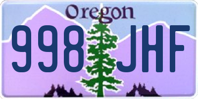 OR license plate 998JHF