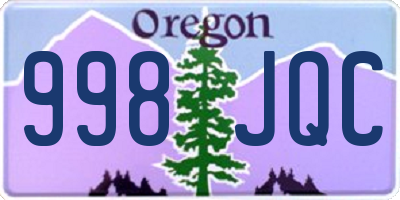 OR license plate 998JQC