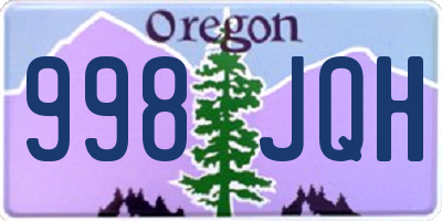 OR license plate 998JQH