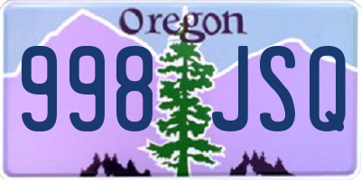 OR license plate 998JSQ