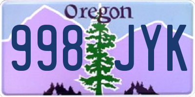 OR license plate 998JYK