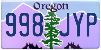 OR license plate 998JYP