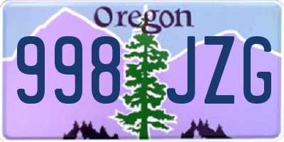 OR license plate 998JZG