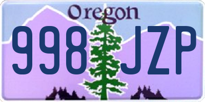 OR license plate 998JZP