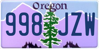 OR license plate 998JZW