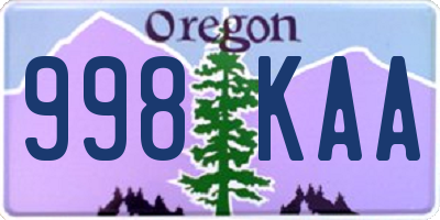 OR license plate 998KAA
