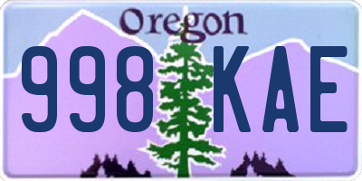 OR license plate 998KAE