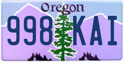 OR license plate 998KAI