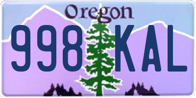 OR license plate 998KAL