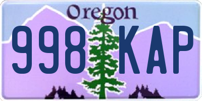 OR license plate 998KAP