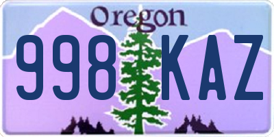 OR license plate 998KAZ