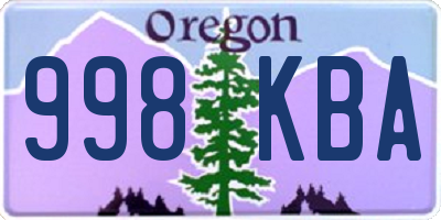 OR license plate 998KBA