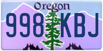 OR license plate 998KBJ
