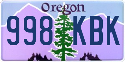 OR license plate 998KBK