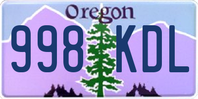 OR license plate 998KDL