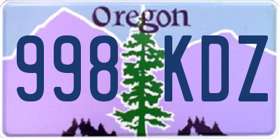 OR license plate 998KDZ