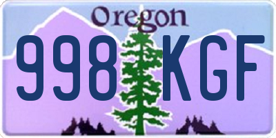 OR license plate 998KGF