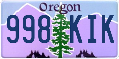 OR license plate 998KIK