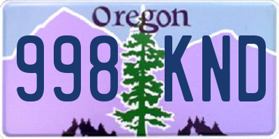 OR license plate 998KND