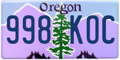 OR license plate 998KOC