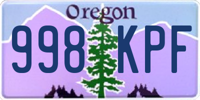 OR license plate 998KPF
