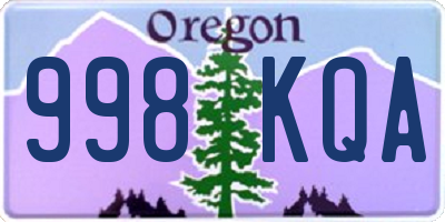 OR license plate 998KQA