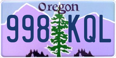 OR license plate 998KQL