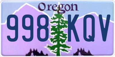 OR license plate 998KQV