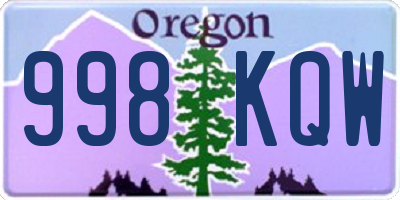 OR license plate 998KQW