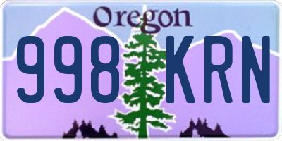 OR license plate 998KRN