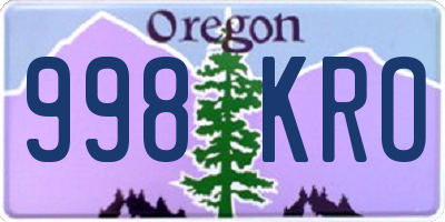 OR license plate 998KRO