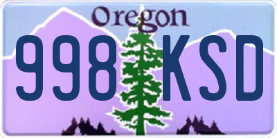 OR license plate 998KSD