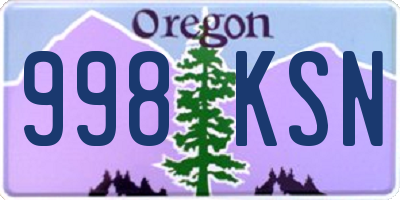 OR license plate 998KSN