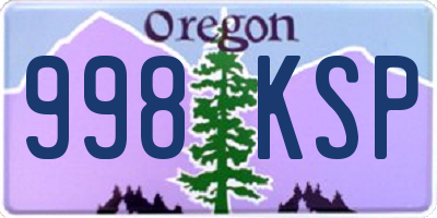 OR license plate 998KSP