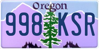 OR license plate 998KSR