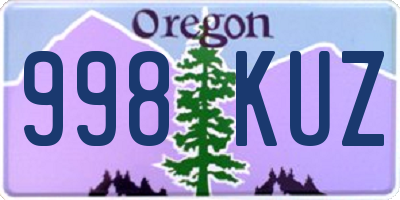 OR license plate 998KUZ