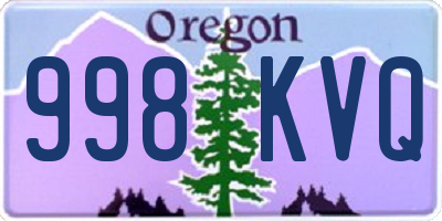OR license plate 998KVQ