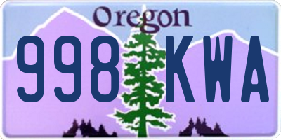 OR license plate 998KWA