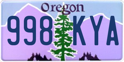 OR license plate 998KYA