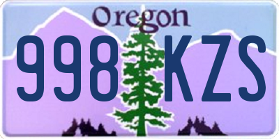 OR license plate 998KZS