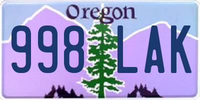 OR license plate 998LAK