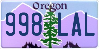 OR license plate 998LAL