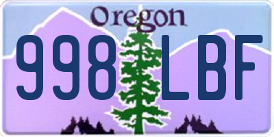 OR license plate 998LBF