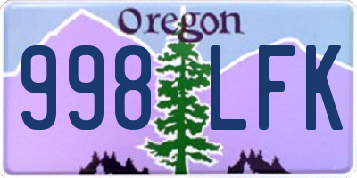 OR license plate 998LFK