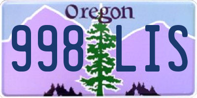 OR license plate 998LIS